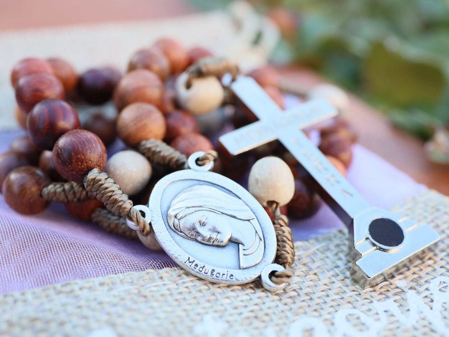 Handmade rosary, wooden rosary, Medjugorje relic rosary, Krizevac soil rosary, rosewood rosary, catholic gift, traditional rosary for women
