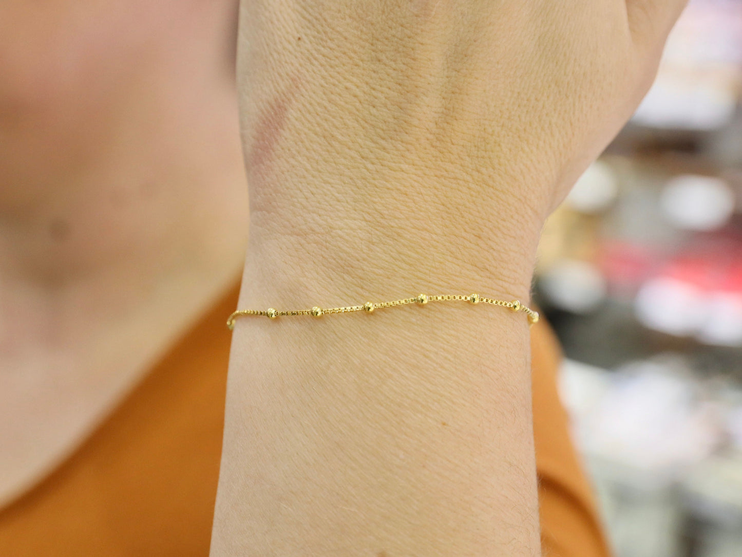 Pulsera de rosario simple, pulsera de rosario chapada en oro de plata de ley 925, rosario delicado para adolescentes, pulsera de rosario de estilo minimalista para mujeres