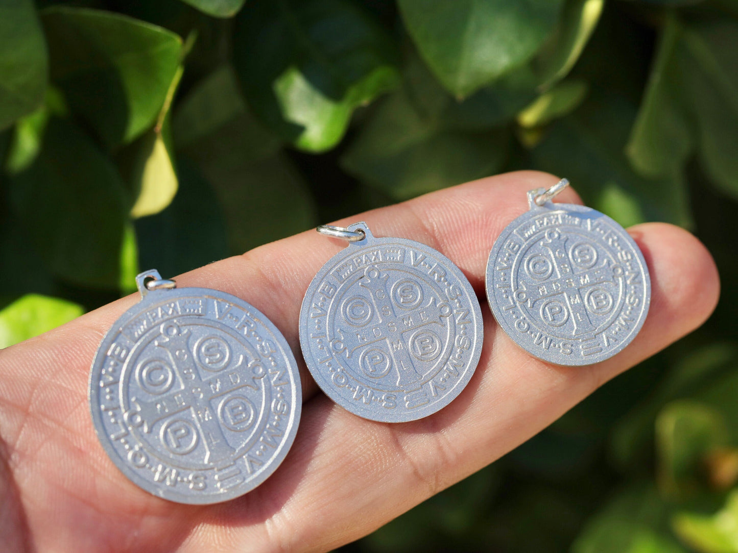 Large St Benedict medal, sterling silver 925, medal for catholic, protection cross medal, high detailed satin Benedict medal, medal for man