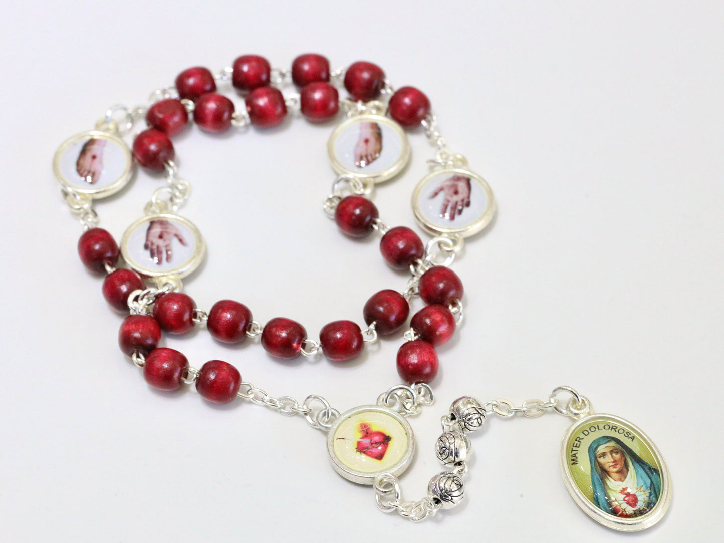Cinco heridas del rosario de Jesús, rosario de madera con las heridas de Jesucristo, rosario católico devocional de Medjugorje a las heridas de Jesús