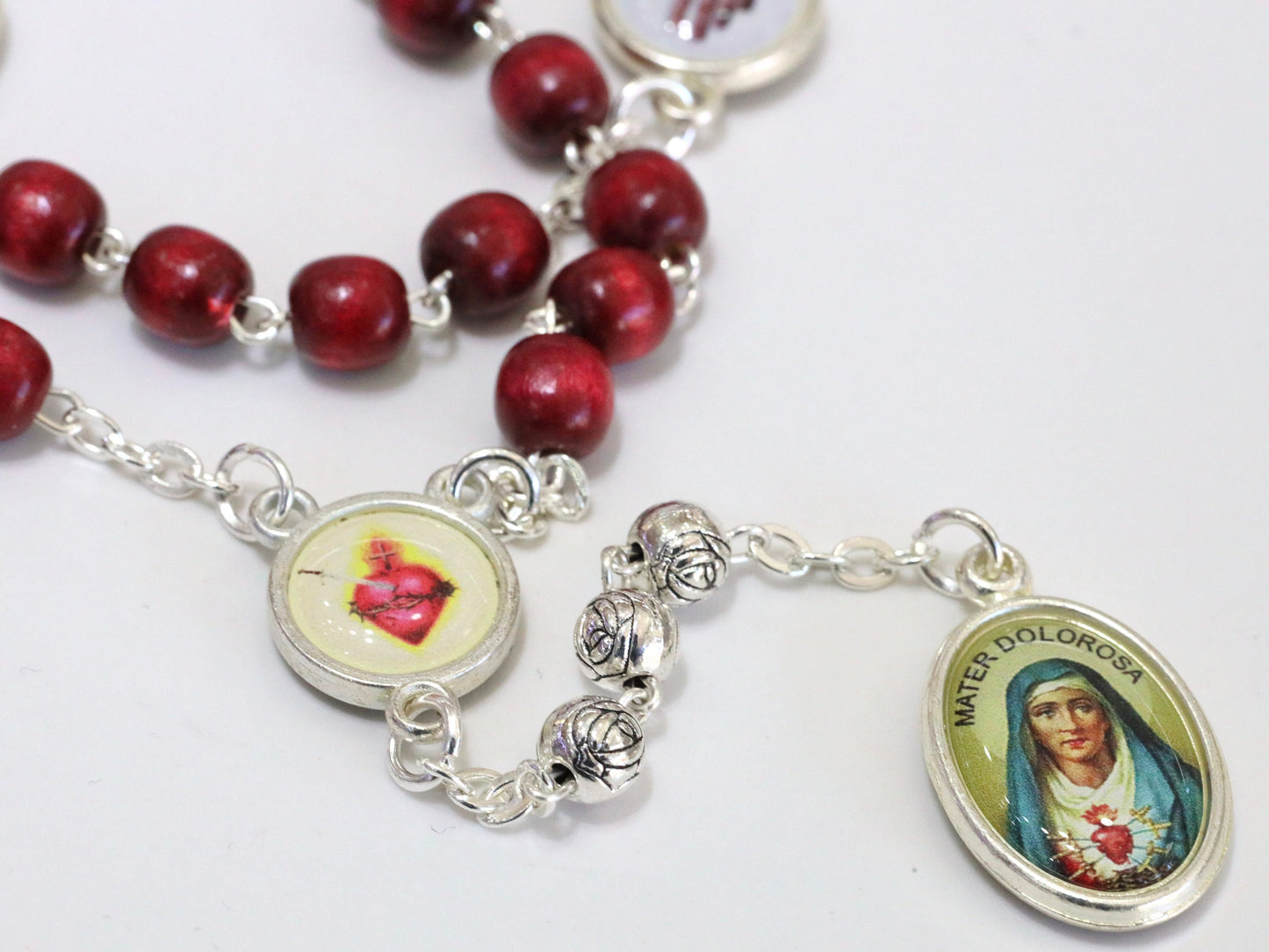 Cinco heridas del rosario de Jesús, rosario de madera con las heridas de Jesucristo, rosario católico devocional de Medjugorje a las heridas de Jesús