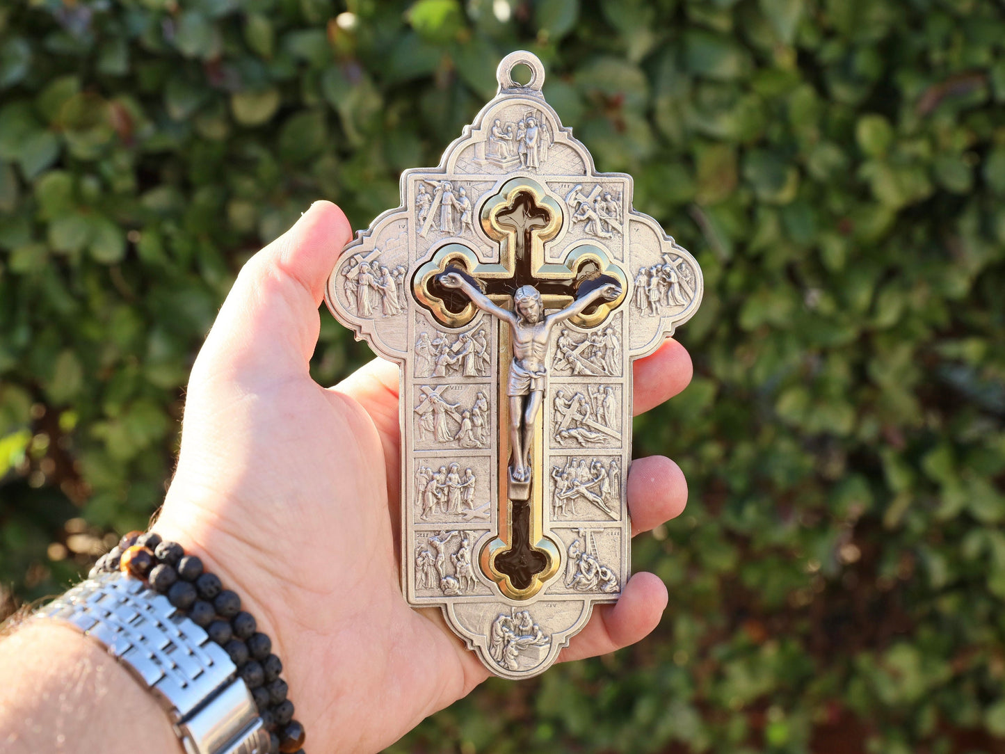 Estaciones de la cruz crucifijo, vías de la cruz para el altar del hogar, 14 estaciones de la cruz, camino de la estatua de la pared de la cruz, estaciones de la cruz de metal