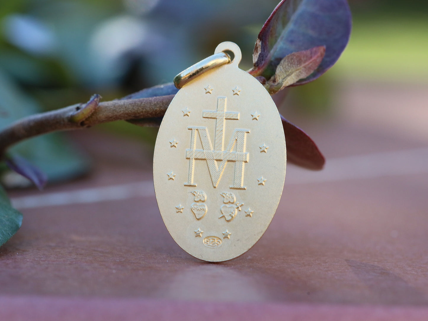 Medalla Milagrosa de plata de primera ley de 20 mm Collar relleno de oro de 18 kt, colgante de plata y oro de Nuestra Señora de Gracia, Medalla Milagrosa de Medjugorje
