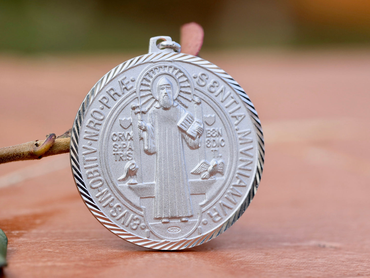 Large St Benedict medal, sterling silver 925 , protection medal for man of Father Benedict, St Benedict pendant for man, Holy Cross medal,