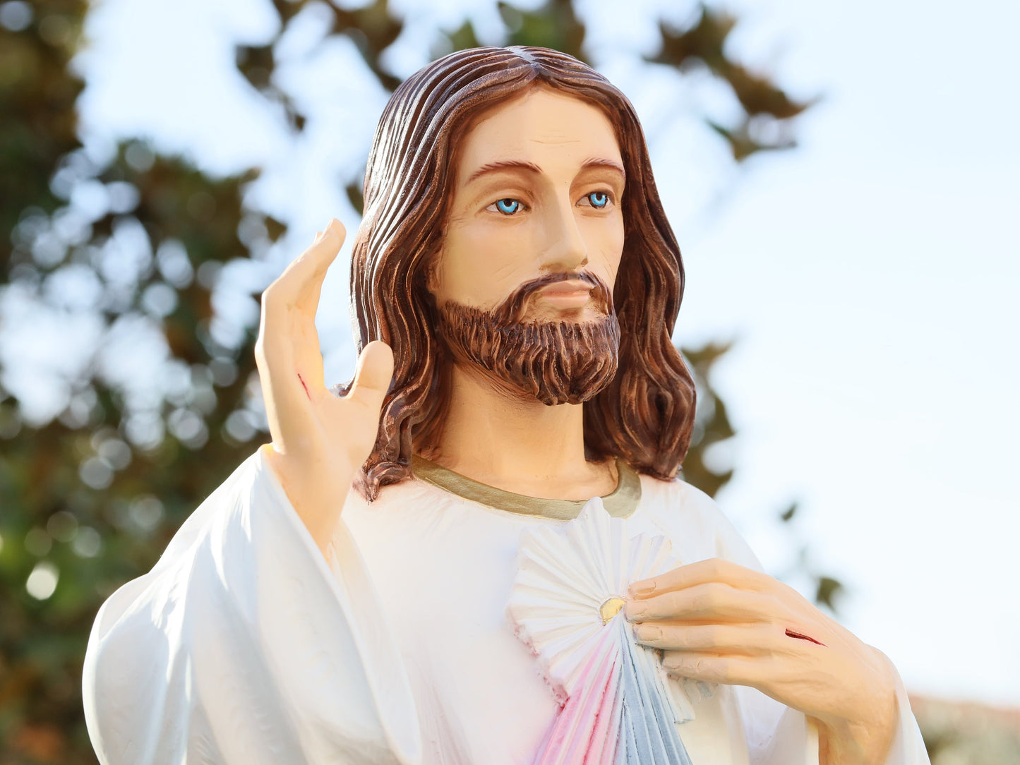 Estatua de la Divina Misericordia, estatua grande de Jesucristo, estatua de jardín de polvo de mármol, estatua de Jesús del altar del hogar, estatua de Jesucristo de 33 pulgadas