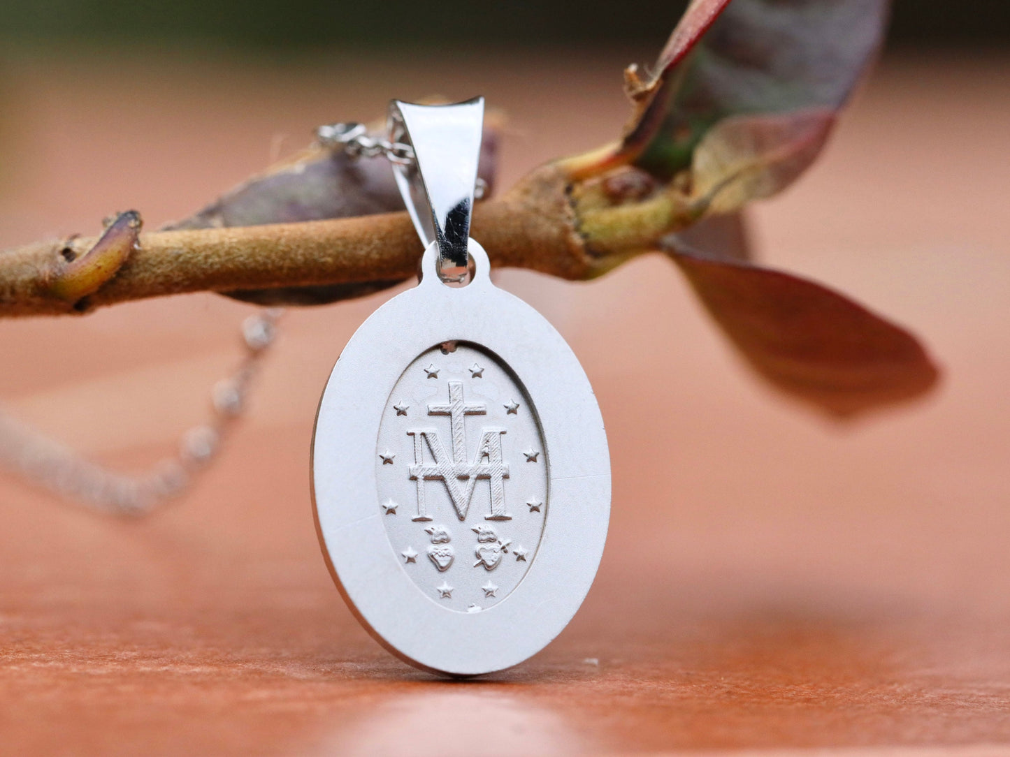 Medalla Milagrosa plata de ley 925, Medalla Milagrosa talla diamante, medalla Nuestra Señora de Gracia, medalla tamaño mediano para mujer, medalla tamaño mediano