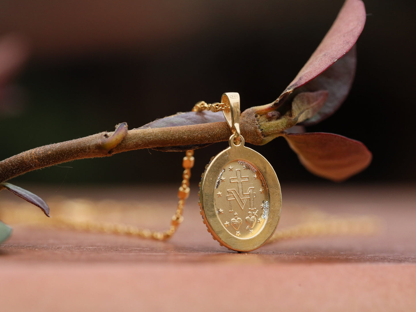 Gold plated Miraculous Medal,miniature sterling silver 925 with 18 k gold plating, medal for women, gift for teenage, dainty catholic medal