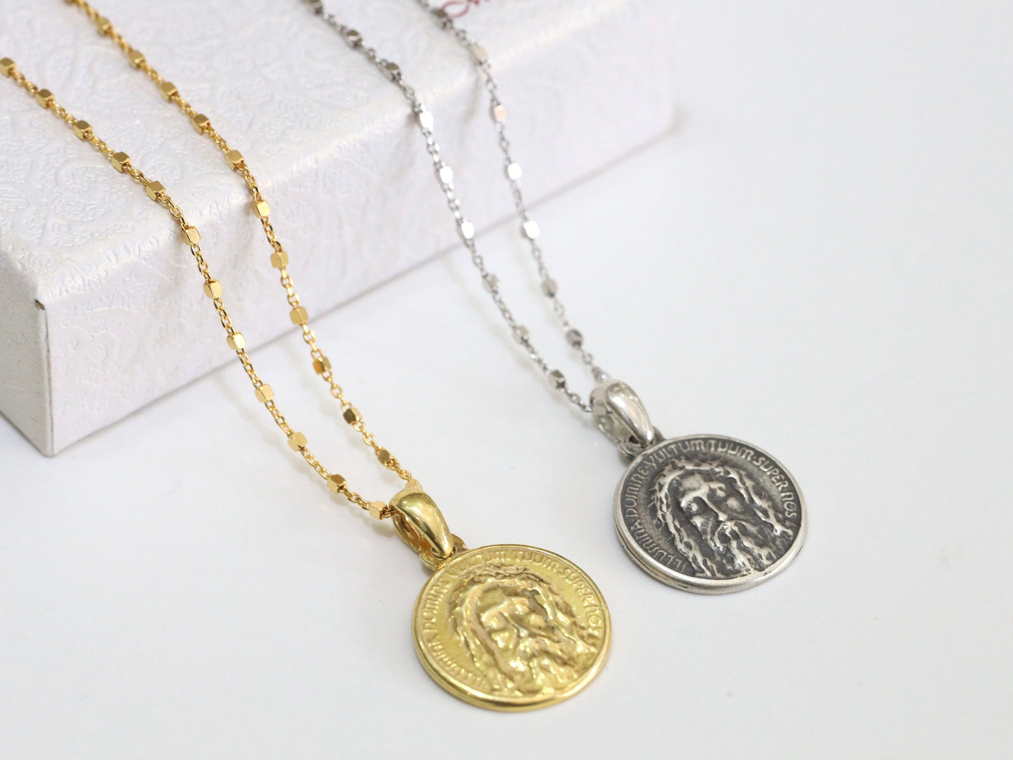 Medalla Santísima Faz de Jesús, medalla de plata de ley 925, medalla IHS, icono de medalla de la Sábana Santa Icona Vera de Turín, medalla sindone, medalla Ecce Homo