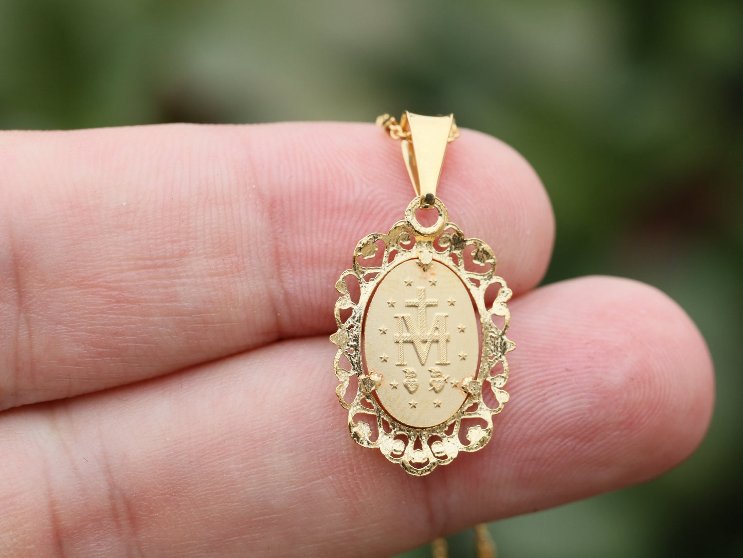 Medalla Milagrosa de Filigrana, medalla de plata de ley 925 chapada en oro de 18 k, Medalla Milagrosa para mujer, Medalla Milagrosa hecha a mano, medalla católica