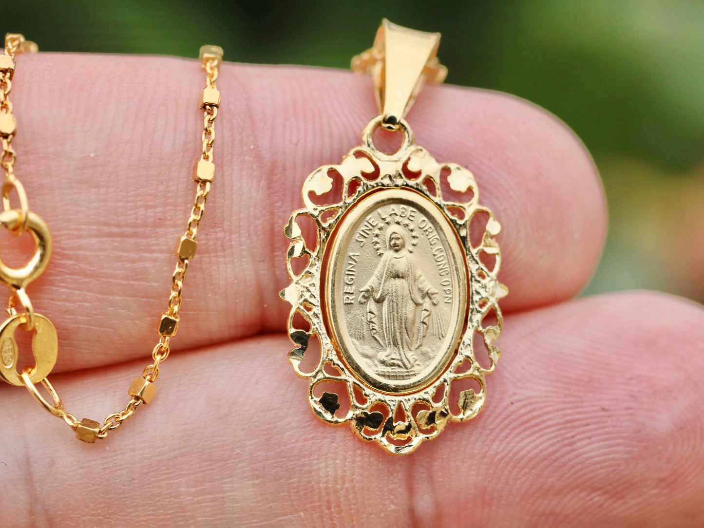 Medalla Milagrosa de Filigrana, medalla de plata de ley 925 chapada en oro de 18 k, Medalla Milagrosa para mujer, Medalla Milagrosa hecha a mano, medalla católica