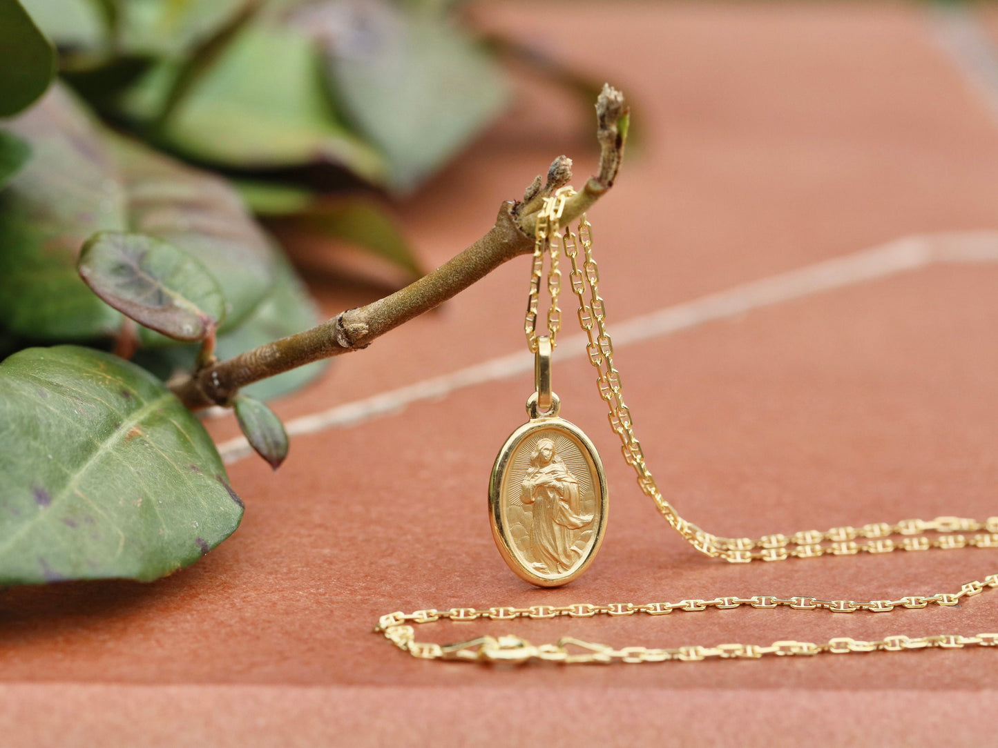 Immaculate Conception Pendant, gold plated over sterling silver pendant, Virgin Mary necklace pendant, miniature pendant for catholic women