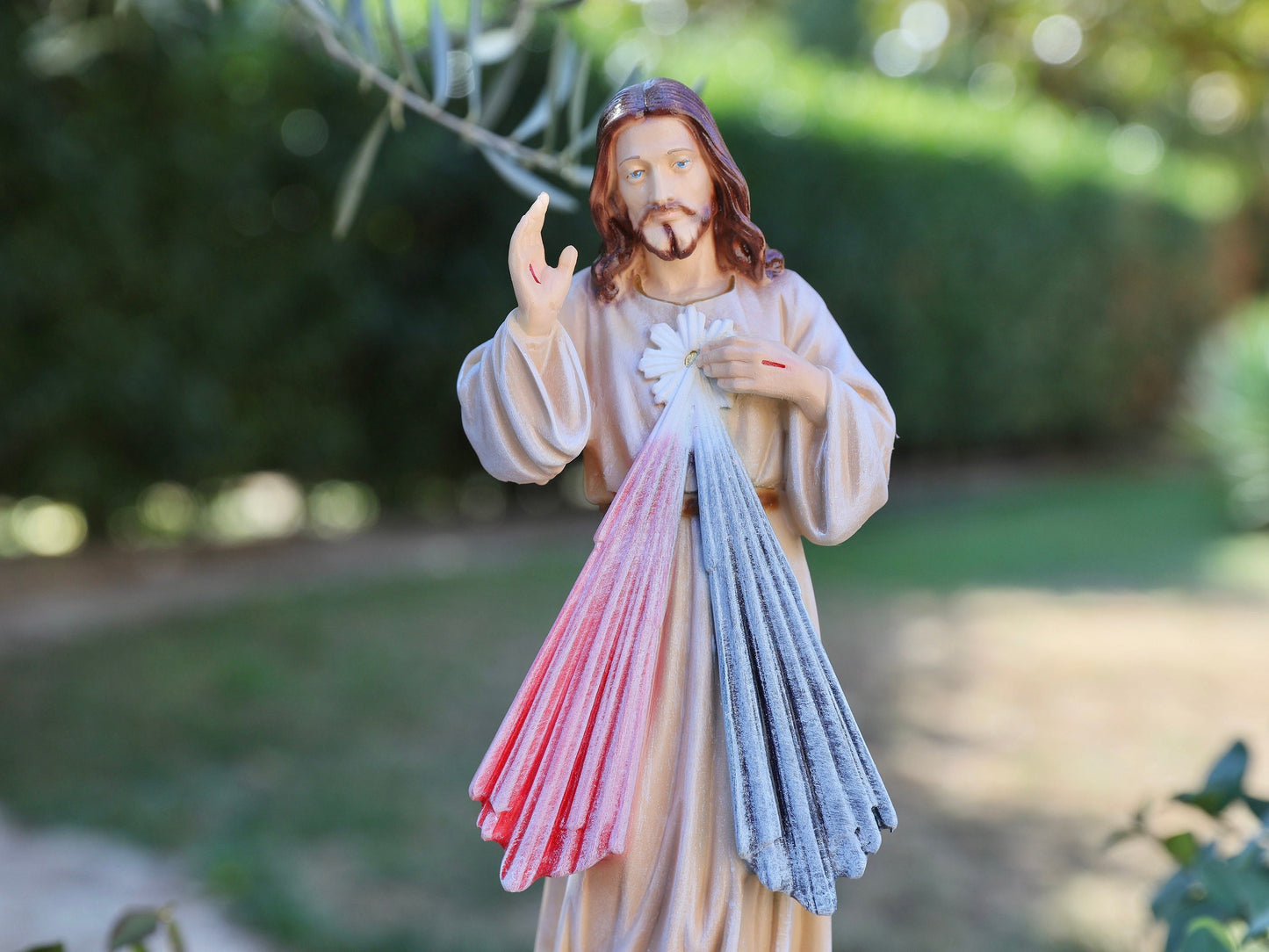 Estatua de Jesucristo, estatua de la Divina Misericordia de 12 pulgadas, estatua de 30 cm de Jesucristo, estatua de Jesús en polvo de mármol, estatua del altar del hogar, estatua católica