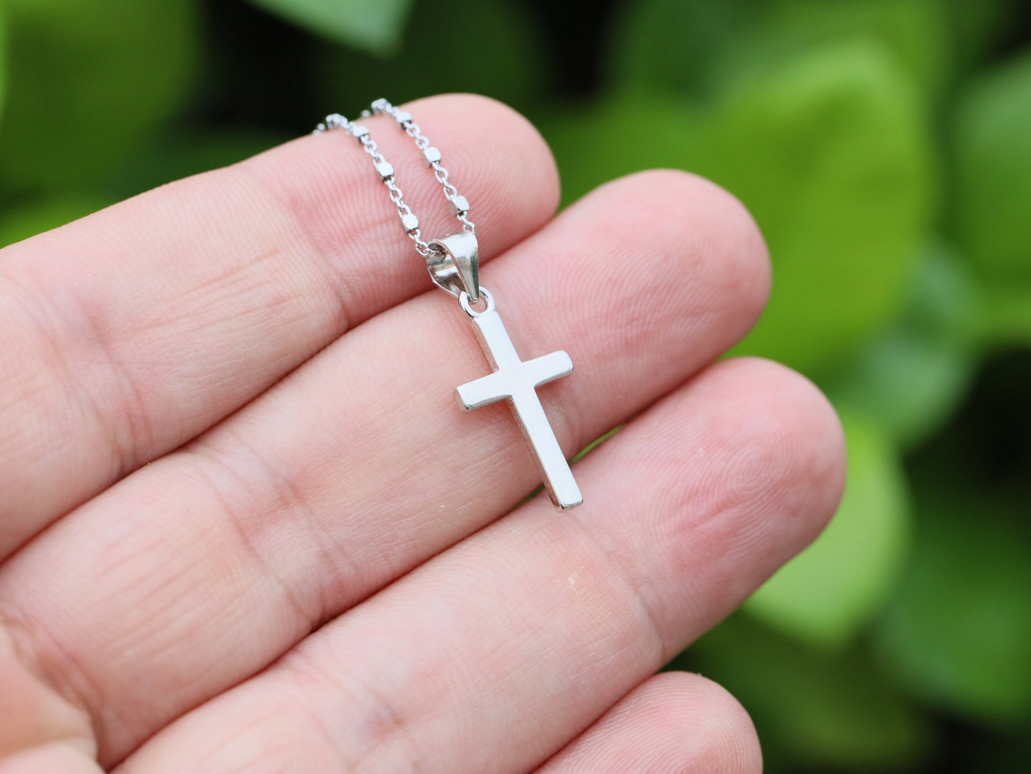 Colgante de cruz delicada, cruz de plata de ley lisa, collar de cruz, cruz de plata de ley 925 para mujer, collar de cruz simple, regalo para mamá