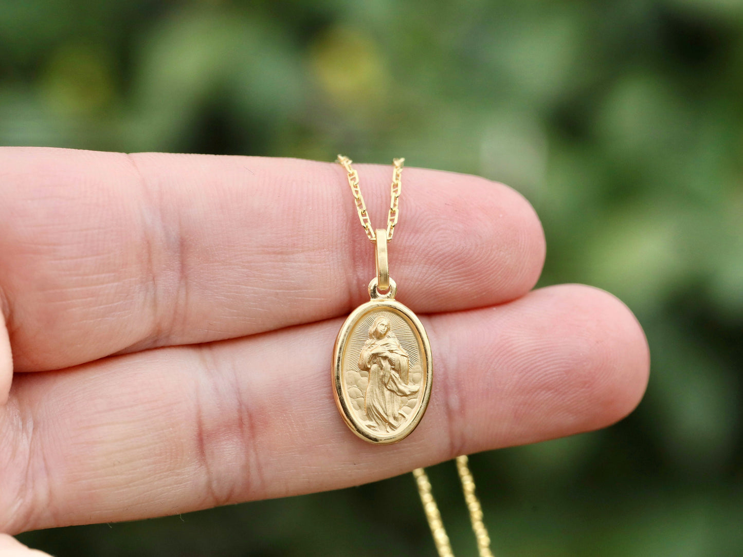 Immaculate Conception Pendant, gold plated over sterling silver pendant, Virgin Mary necklace pendant, miniature pendant for catholic women
