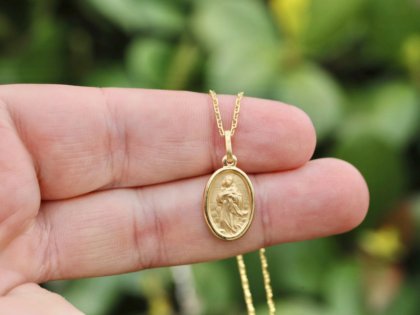 Immaculate Conception Pendant, gold plated over sterling silver pendant, Virgin Mary necklace pendant, miniature pendant for catholic women