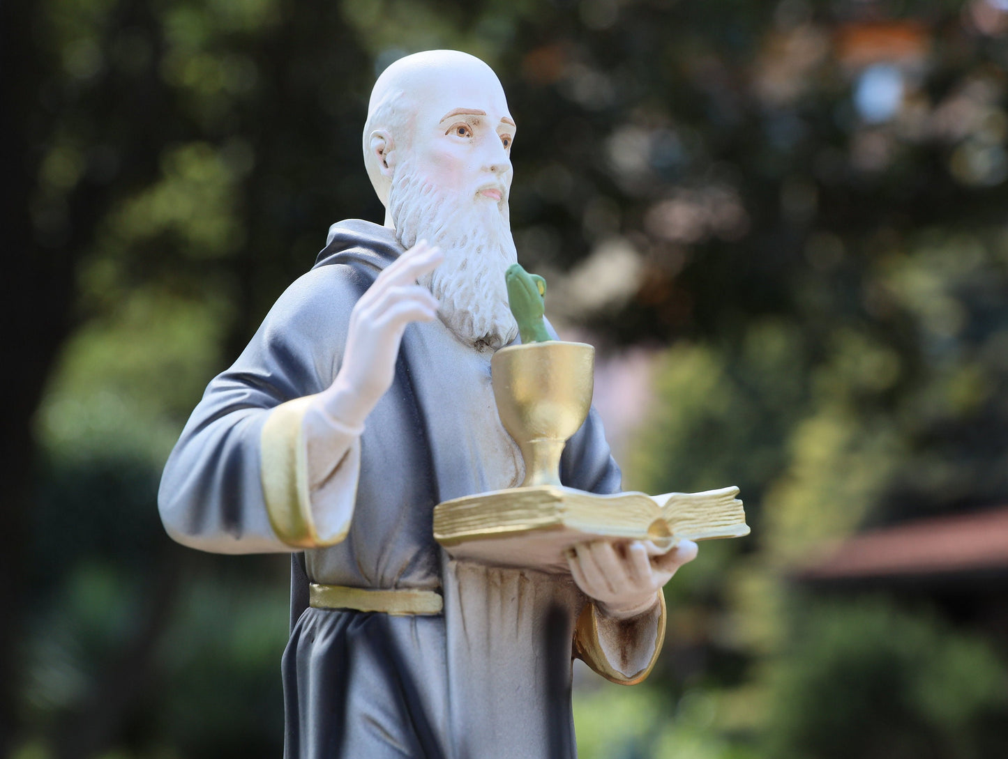 Estatua de San Benito, estatua del Santo Padre Benedicto de 30 cm, estatua con medalla de San Benito, estatua católica del altar del hogar, estatua de protección contra el mal