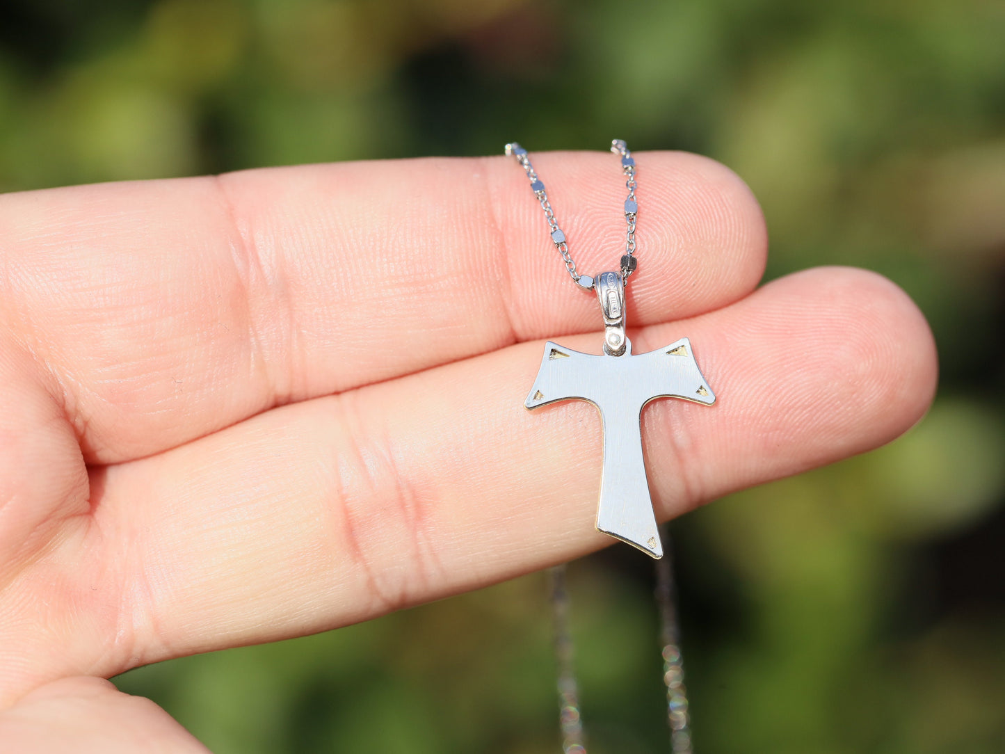 Cruz tau, cruz franciscana, cruz tau de plata de ley, colgante cruz tau pequeña, colgante cruz para mujer, cruz chapada en oro de 18k para mujer