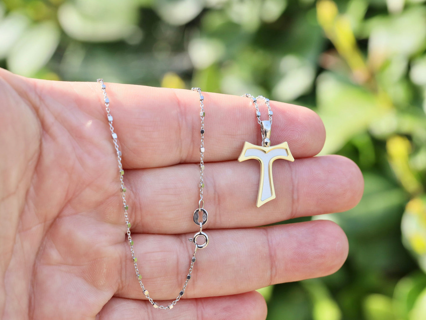 Cruz tau, cruz franciscana, cruz tau de plata de ley, colgante cruz tau pequeña, colgante cruz para mujer, cruz chapada en oro de 18k para mujer