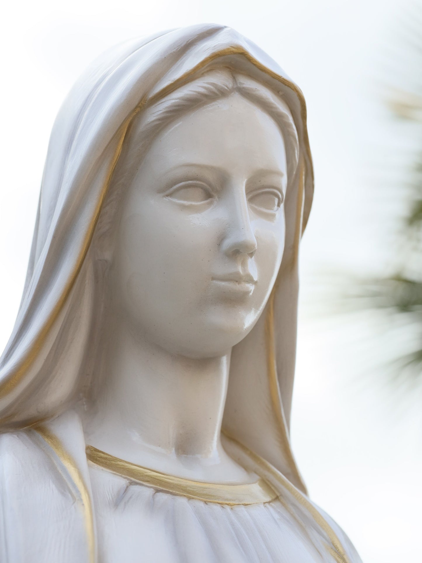 Estatua de jardín de la Virgen María, estatua de Nuestra Señora de 43 pulgadas, estatua de polvo de mármol de Nuestra Señora de Gracia, estatua de 110 cm de la Virgen María, altar del hogar