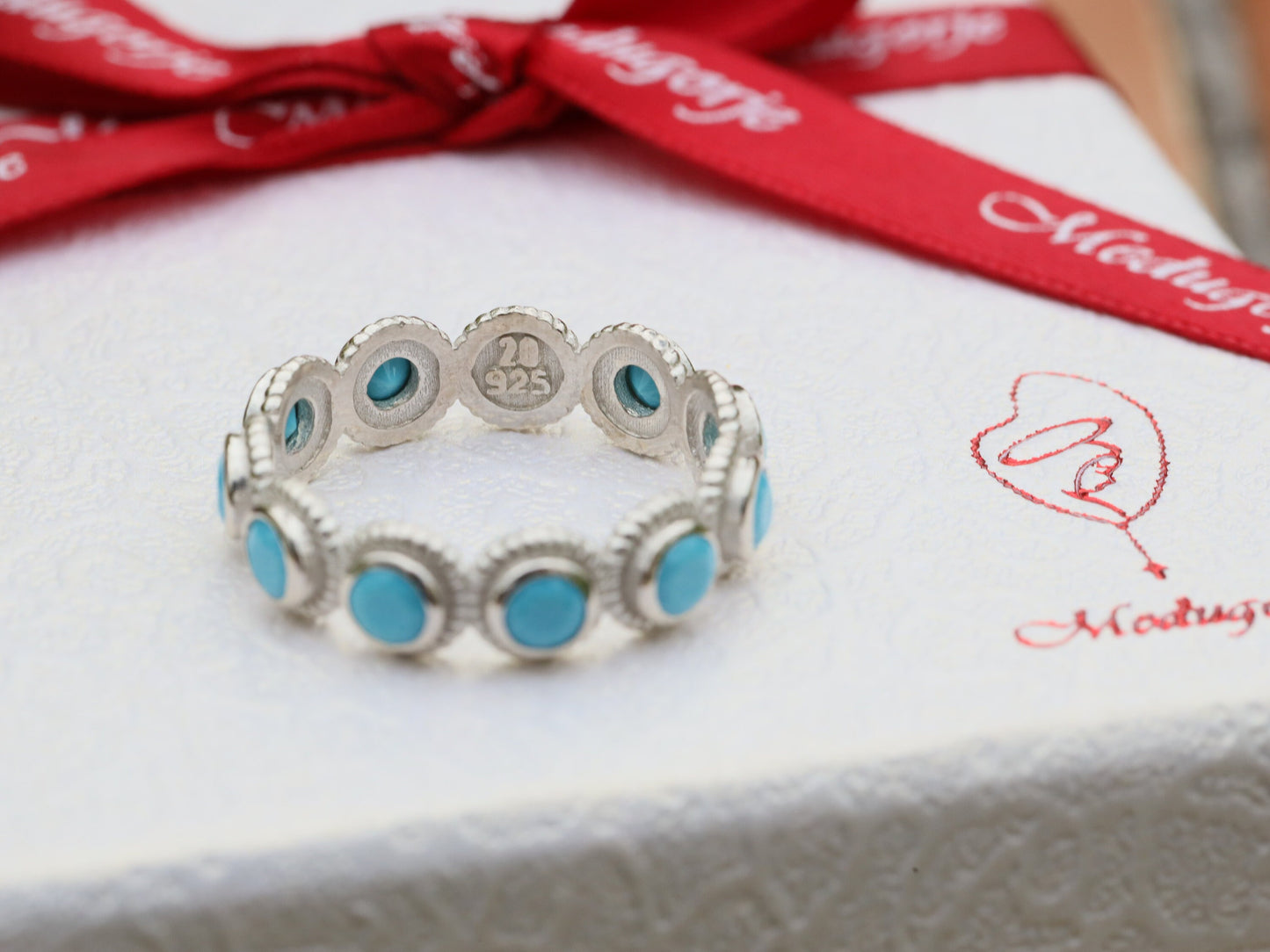 Anillo rosario, plata de primera ley 925, rosario de una década con piedra azul turquesa, anillo rosario para mujer católica, anillo cruz, rosario católico