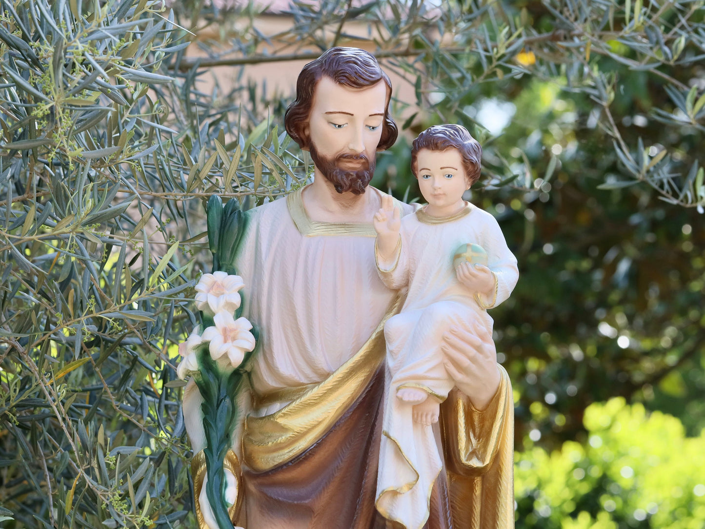 Gran estatua de San José, estatua de San José y el Niño Jesús de 90 cm, estatua de jardín de San José de 35 pulgadas, estatua del altar del hogar, estatua del santo católico