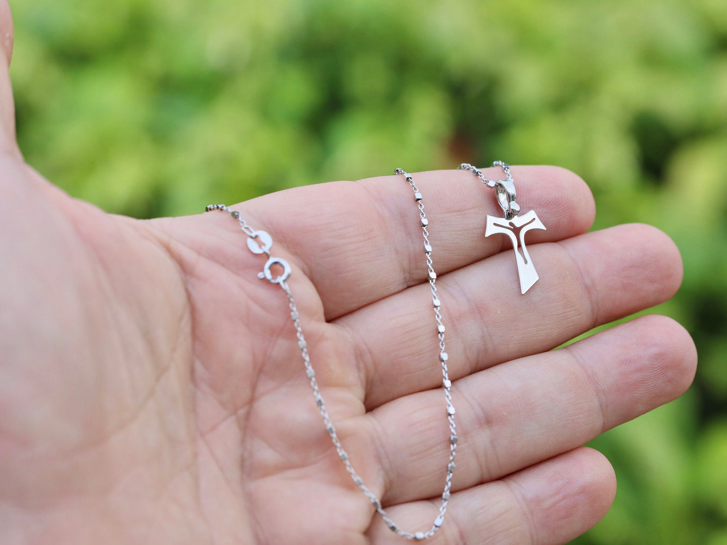 Cruz Tau pequeña, cruz tau de plata de ley 925, colgante de cruz de San Francisco, colgante de cruz tau delicado para adolescente, colgante de cruz minimalista