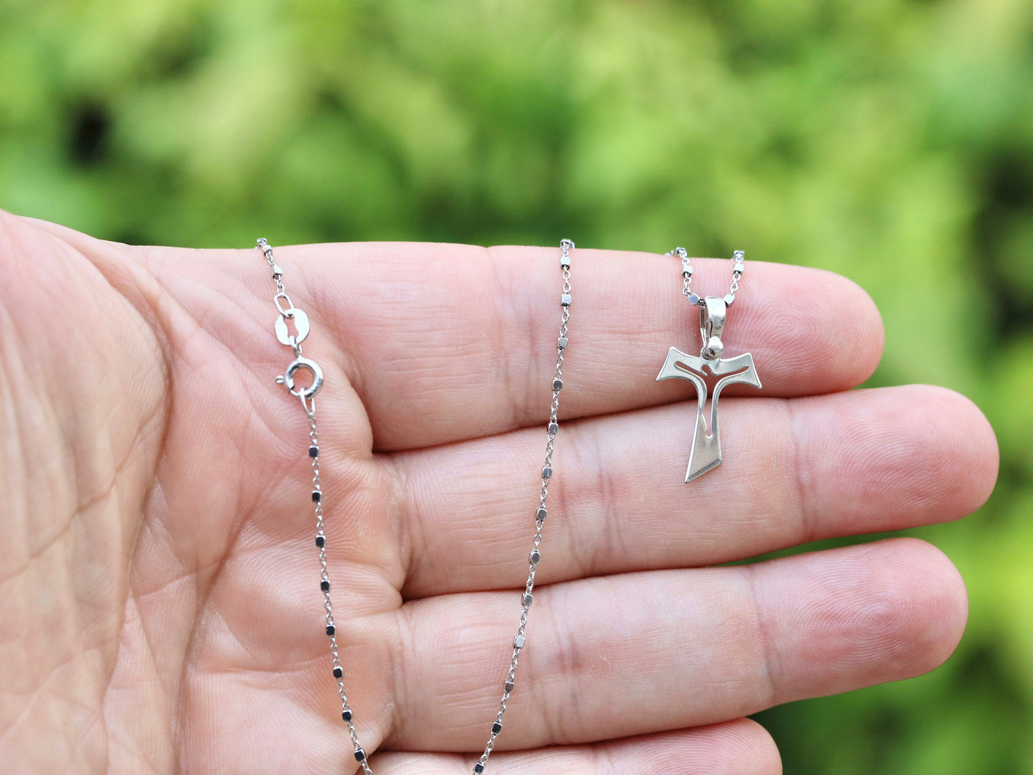 Cruz Tau pequeña, cruz tau de plata de ley 925, colgante de cruz de San Francisco, colgante de cruz tau delicado para adolescente, colgante de cruz minimalista