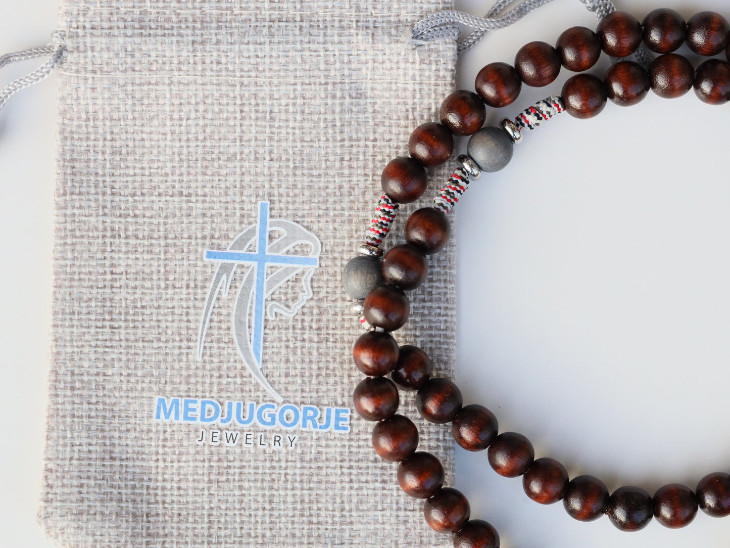 Rosario pequeño de madera, rosario marrón, crucifijo de San Benito y rosario medalla milagrosa, rosario para hombre o mujer, rosario católico con bolsa