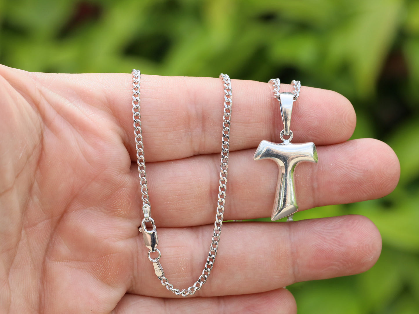 Cruz Tau, plata de primera ley 925, cruz Tau franciscana, cruz T robusta para hombre, cruz católica antigua, cruz de tamaño mediano para hombre o mujer,