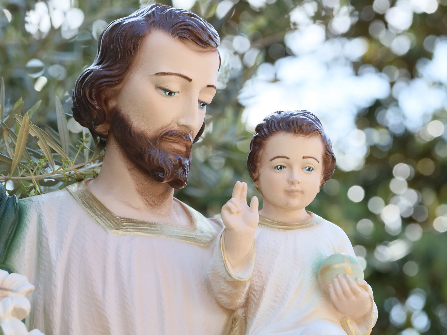 Gran estatua de San José, estatua de San José y el Niño Jesús de 90 cm, estatua de jardín de San José de 35 pulgadas, estatua del altar del hogar, estatua del santo católico