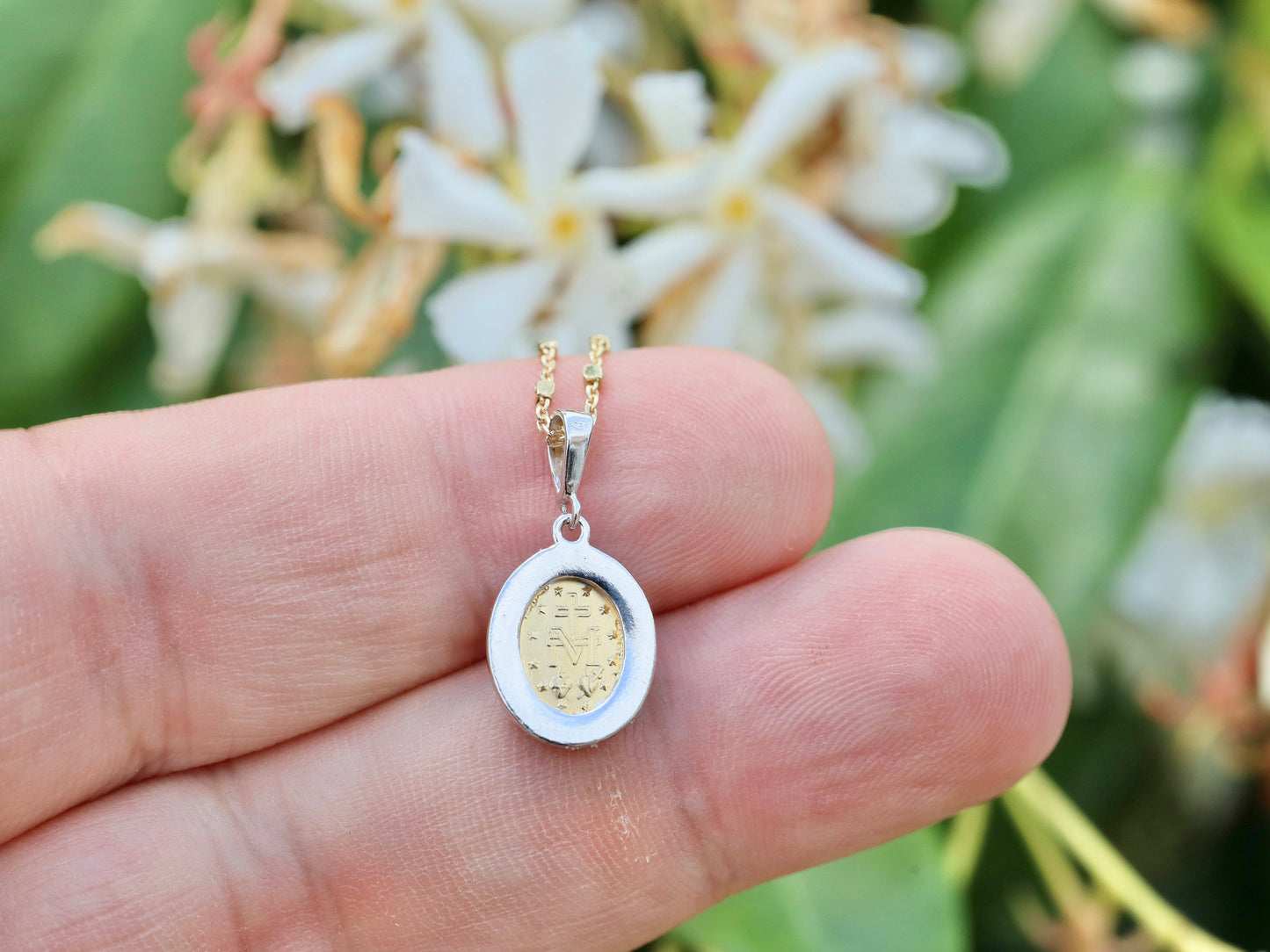 Dainty Miraculous Medal, Sterling Silver 925 Miraculous Medal, clear cubic zirconium miraculous medal pendant,minimalist pendant for teenage