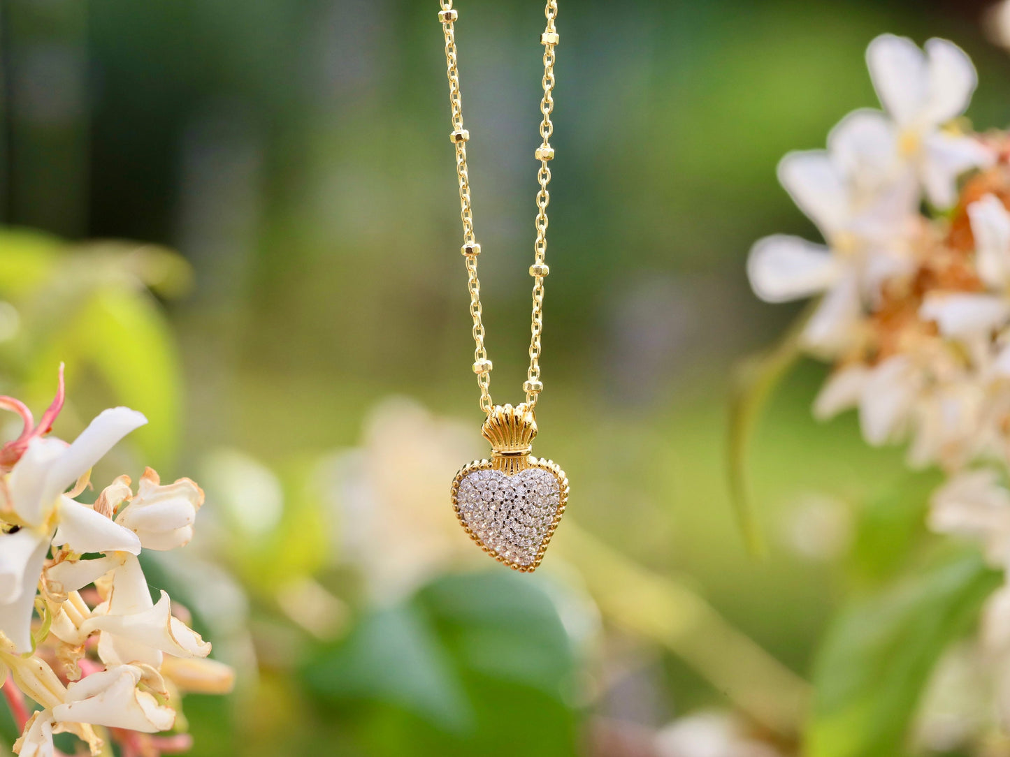 Conjunto de joyas Sagrado Corazón, collar y pendientes de plata de primera ley Sagrado Corazón, conjunto de joyas para mujer, regalo para esposa, conjunto chapado en oro de 18 kt
