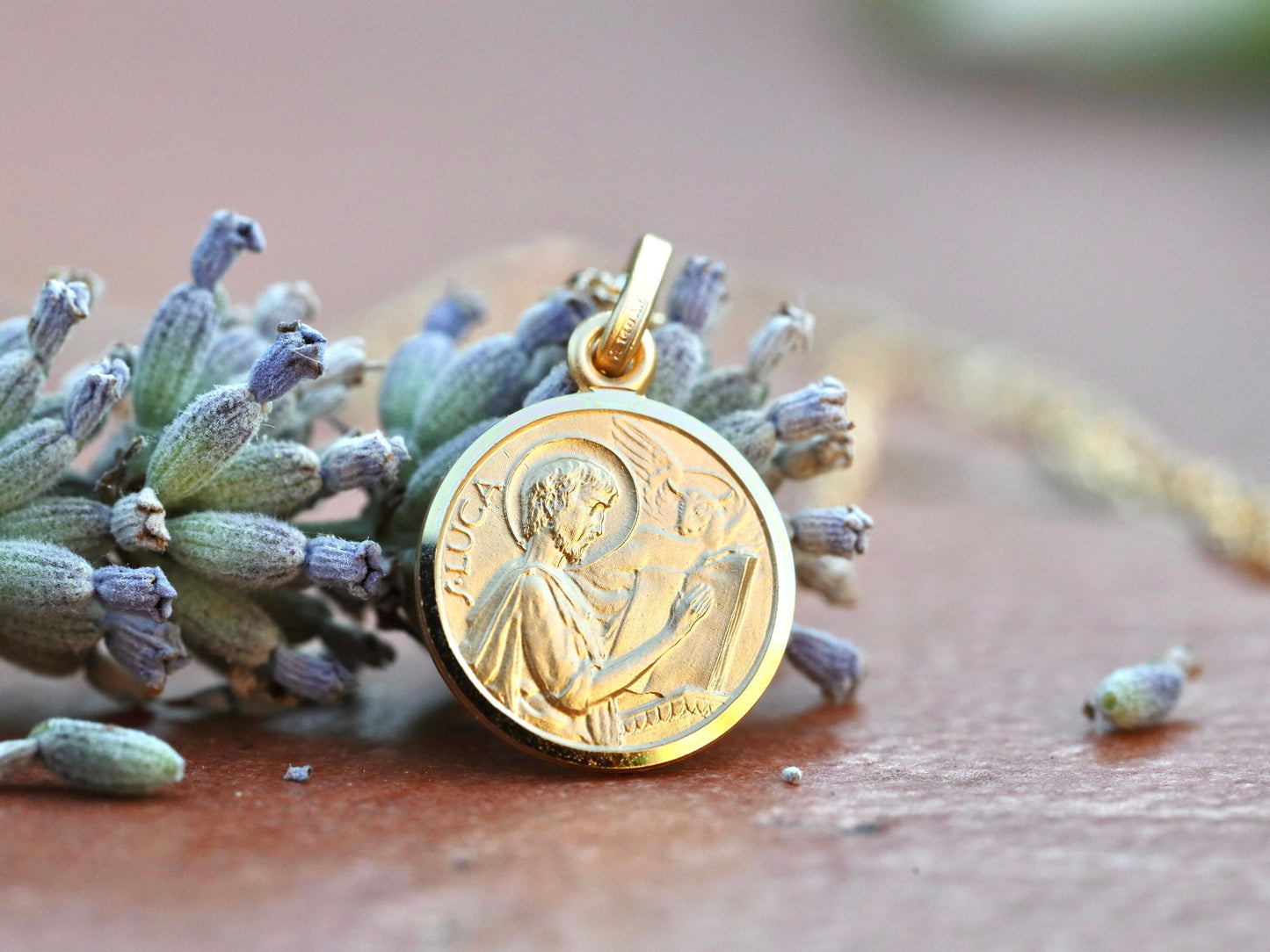 Colgante de medalla de plata de ley de San Lucas - Acuñado con detalles intrincados - Redondo unisex chapado en rodio de 13 mm - Regalo ideal para adolescentes católicos