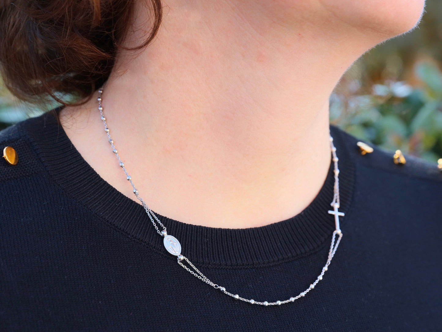 Dainty rosary necklace, minimalist style rosary, sterling silver necklace, 18 inch necklace, catholic rosary necklace for teenage girl