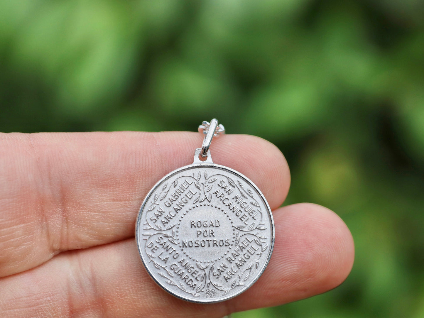 Unique Round Sterling Silver Pendant with Angel Guardian - Detailed Artistic Presentation of 3 Archangels