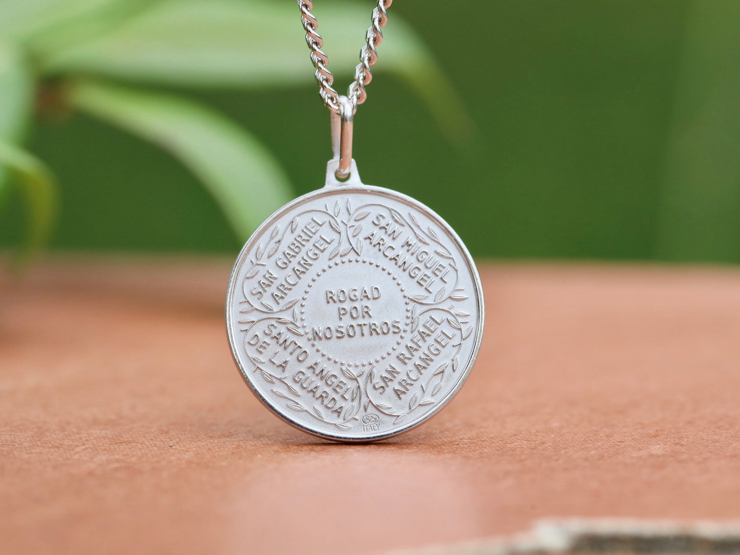 Unique Round Sterling Silver Pendant with Angel Guardian - Detailed Artistic Presentation of 3 Archangels