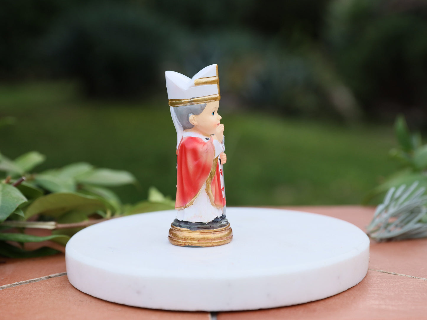 Mini estatua de Juan Pablo II | Colección para bebés, perfecta para niños y coleccionistas católicos, delicada estatua del altar del hogar