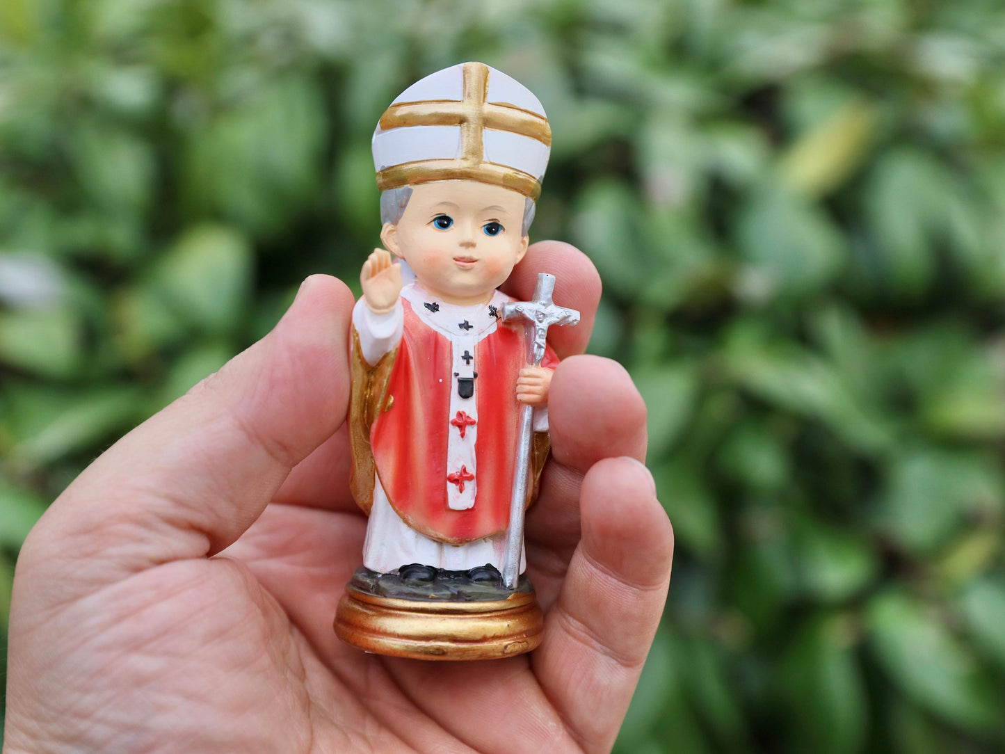 Mini estatua de Juan Pablo II | Colección para bebés, perfecta para niños y coleccionistas católicos, delicada estatua del altar del hogar