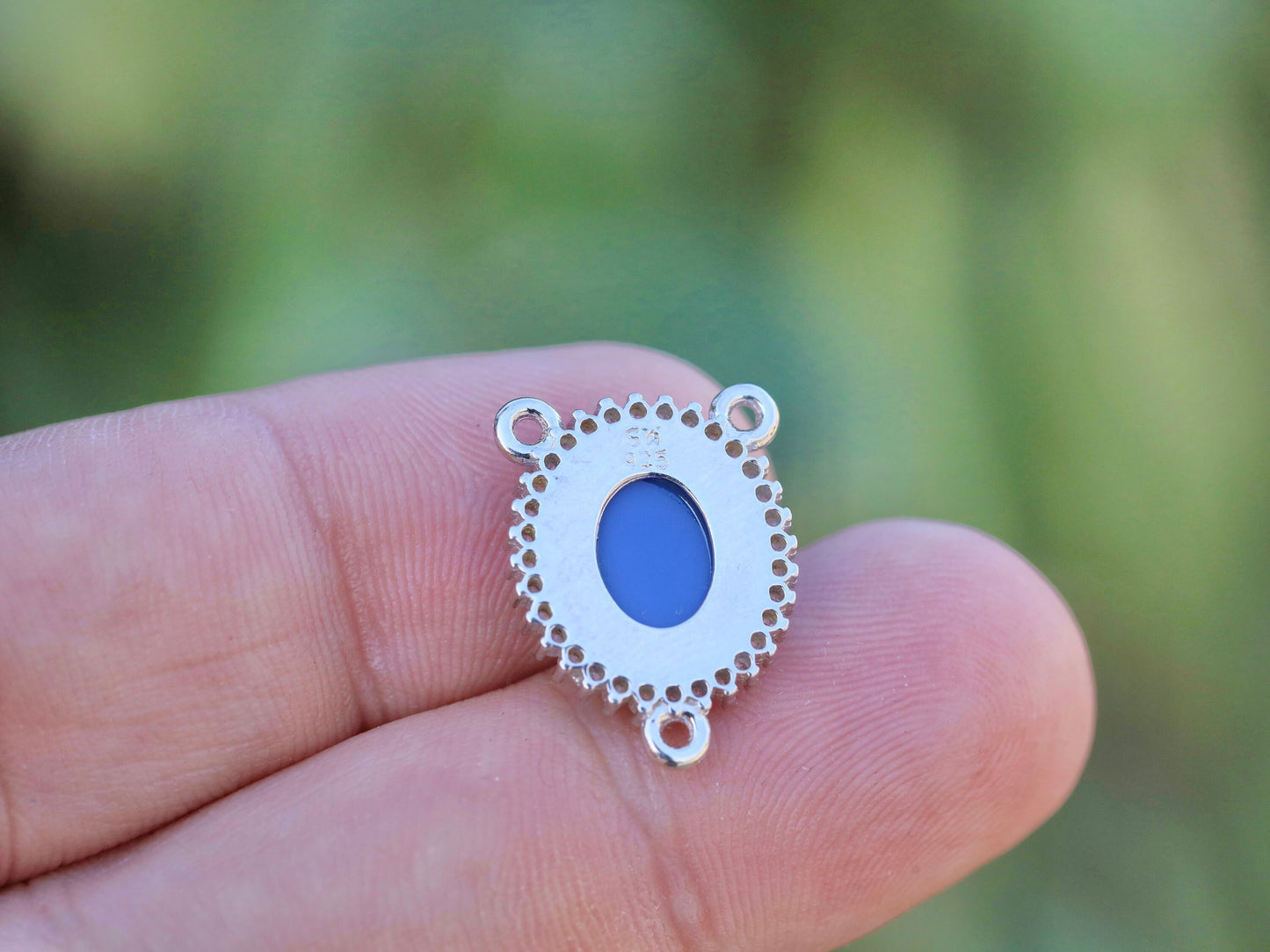 Pieza central del rosario de cameo Medalla Milagrosa de plata de primera ley, Medalla del rosario de ágata azul de Nuestra Señora con circonita cúbica, Medalla del rosario de la Virgen María