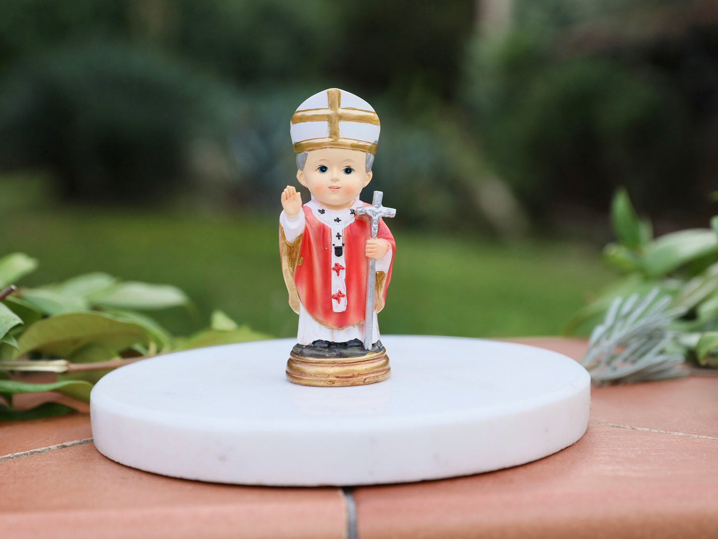 Mini estatua de Juan Pablo II | Colección para bebés, perfecta para niños y coleccionistas católicos, delicada estatua del altar del hogar