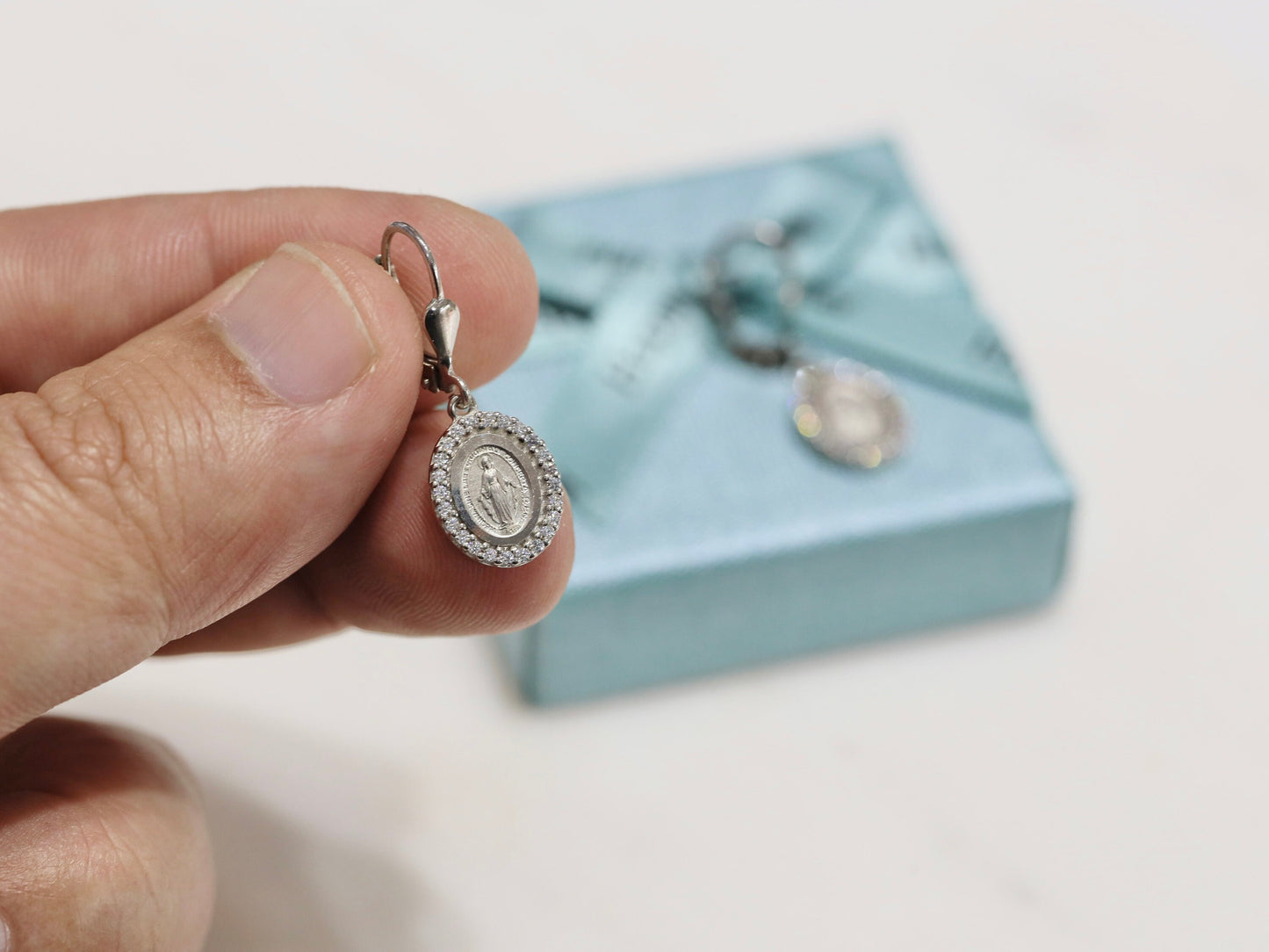 Dainty Miraculous Medal Earrings - Minted with High Level of Detail - Ideal Communion or Birthday Gift