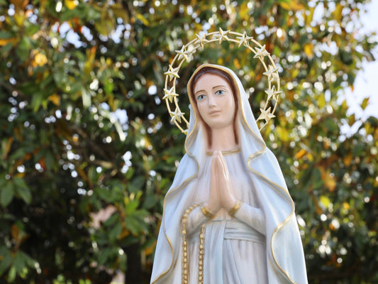 Exquisite 80cm Virgin Mary of Lourdes Statue for Home Altar or Garden, moulded 31 inches Virgin Mary statue, large home altar statue