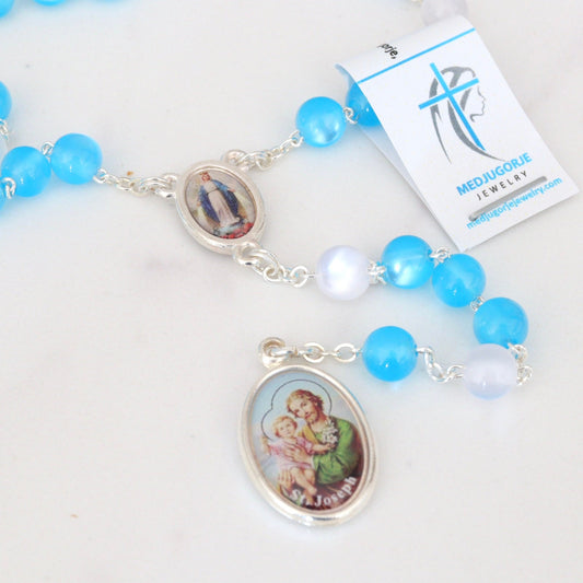 Saint Joseph rosary,  St Joseph rosary beads. St Joseph chaplet , devotional rosary to Saint Joseph , St JOSEPH medal, St Joseph charm