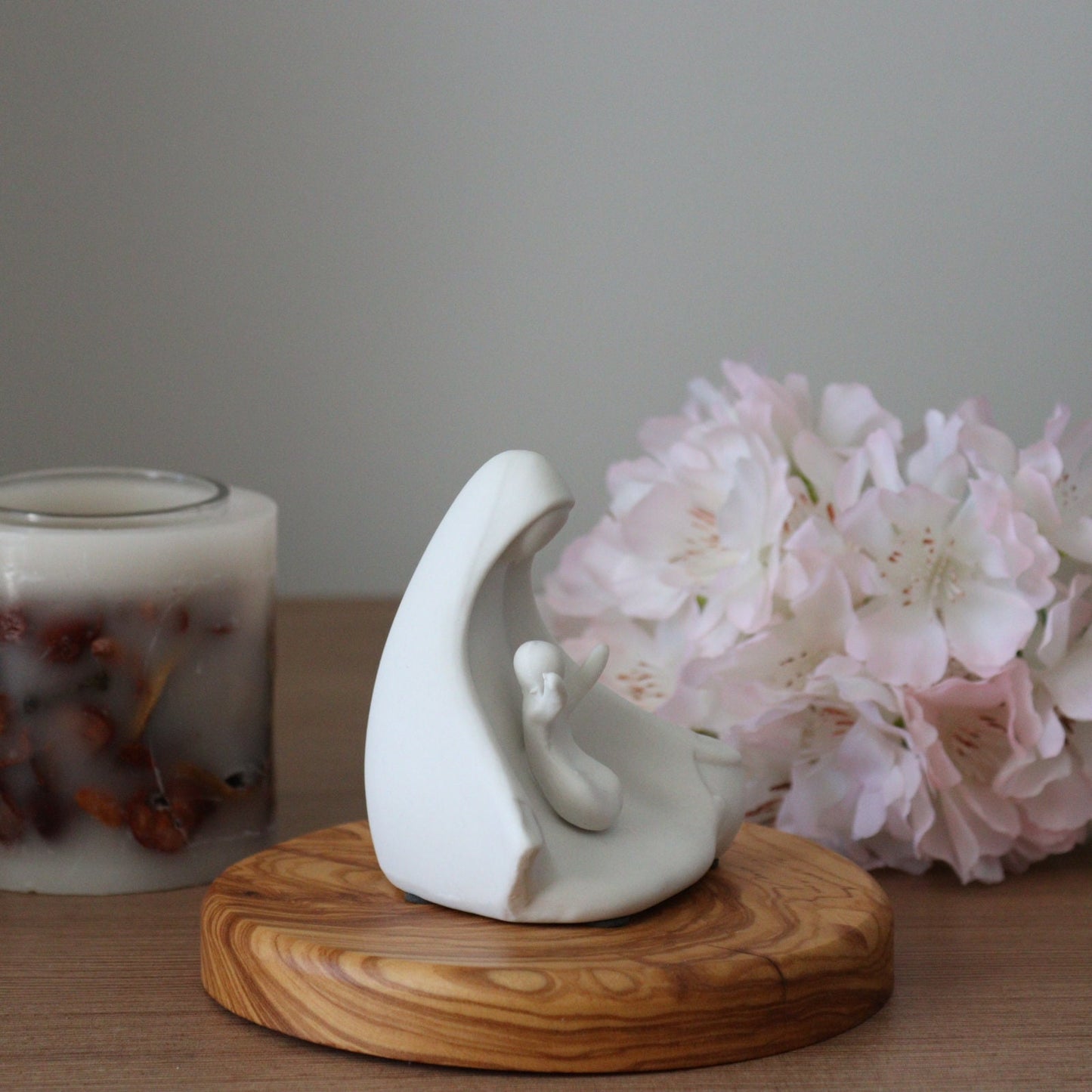 Our Lady white porcelain with Baby Jesus statue, Miniature porcelain statue of Virgin Mary and Baby Jesus, Modern Virgin Mary sculpture