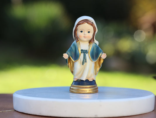 Statue Unserer Lieben Frau von der Gnade, Miniaturstatue unserer Lieben Frau Jungfrau Maria, Statue der Babysammlung aus Medjugorje, Statue Unserer Lieben Frau von der Wundertätigen Medaille