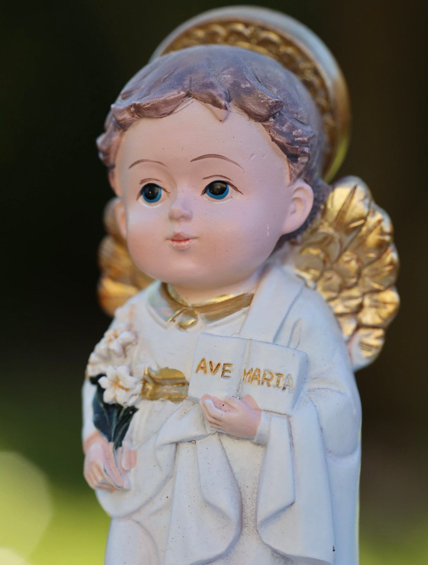 Saint Gabriel miniature statue, archangel Gabriel baby collection statue, resin 4 inch statue of Saint Gabriel, Medjugorje angel statue