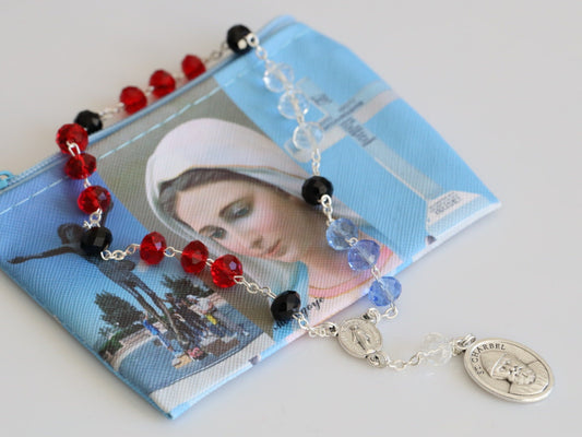 Saint Charbel rosary chaplet, handmade rosary of Saint Charbel , crystal rosary devoted to Saint Charbel, Miraculous Medal and Saint Charbel