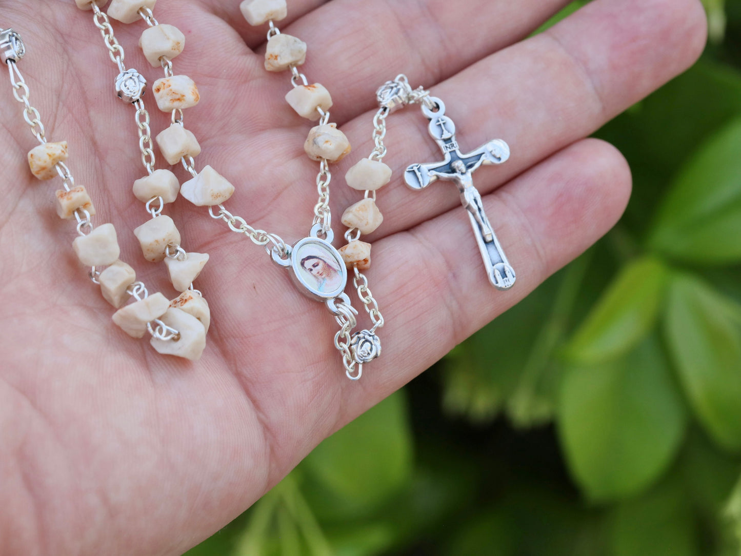 Miniature stone rosary | natural rocks rosary | Medjugorje stone rosary |  dainty rosary, Rosary made with Apparition Hill stones