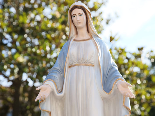 Our Lady 31 inch statue, Our Lady of Grace statue, big statue for garden, blue Virgin Mary statue, home altar statue, Medjugorje statue,