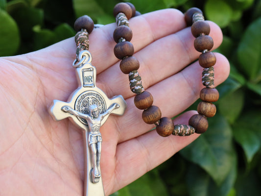 Peace chaplet, Medjugorje rosary, St Benedict cross rosary, Queen of Peace rosary, wooden rosary, Paracord rosary, rosary for peace in world